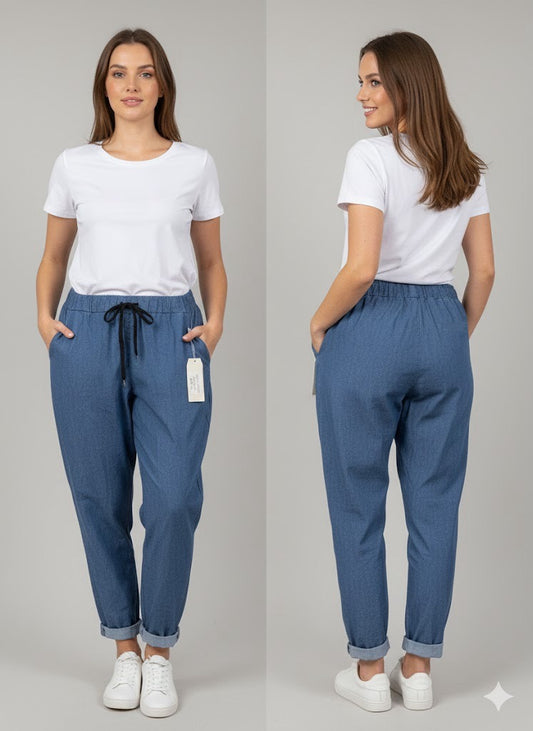 Γυναικείο Τζιν Παντελόνι Jogger Μπλε Άνετο Casual | C&M