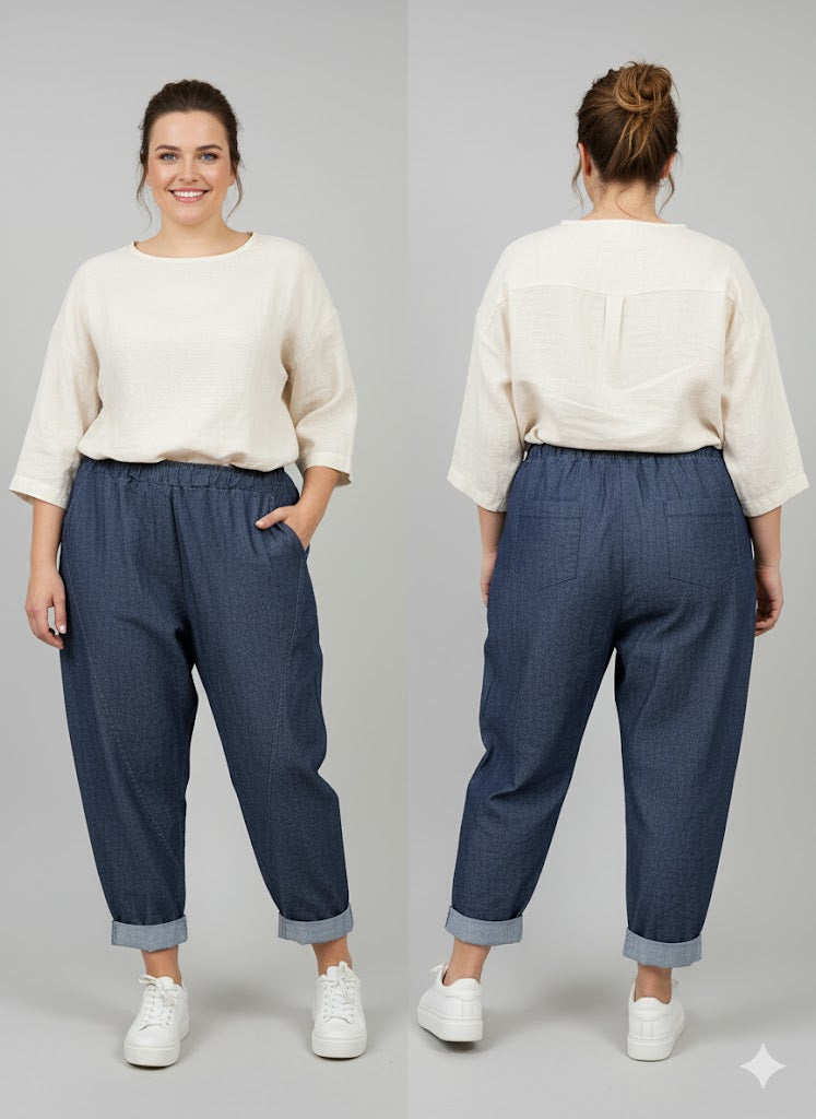 Τζιν Παντελόνι Balloon Barrel Μπλε Φαρδύ Άνετο | C&M