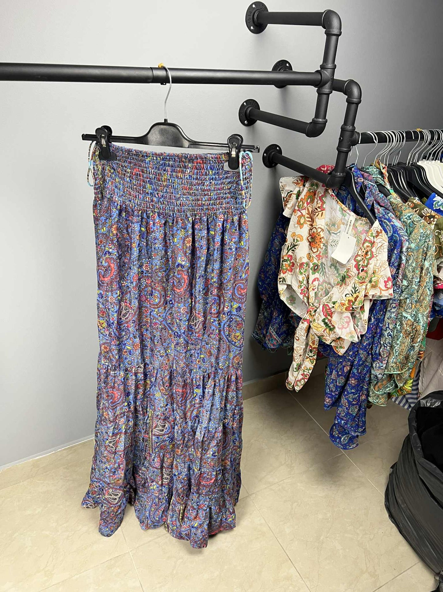 ΘΑΥΜΑΣΙΟ ΜΠΛΕ BOHO SET CROP TOP & MAXI ΦΟΥΣΤΑ | C&M