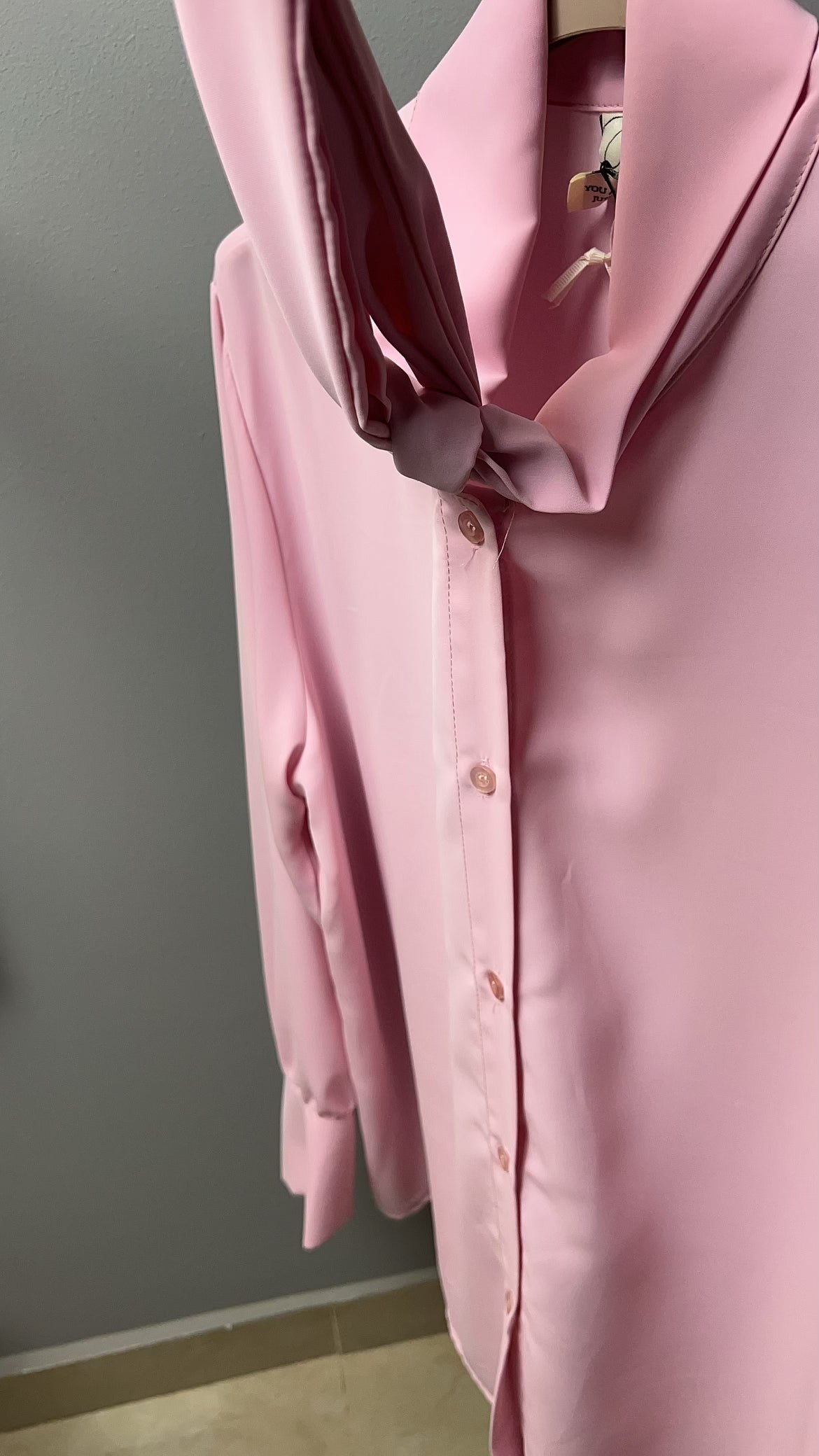 Ροζ Πουκάμισο Pussy-Bow Μεταξωτό Ιταλικής Ποιότητας Plus Size | C&M