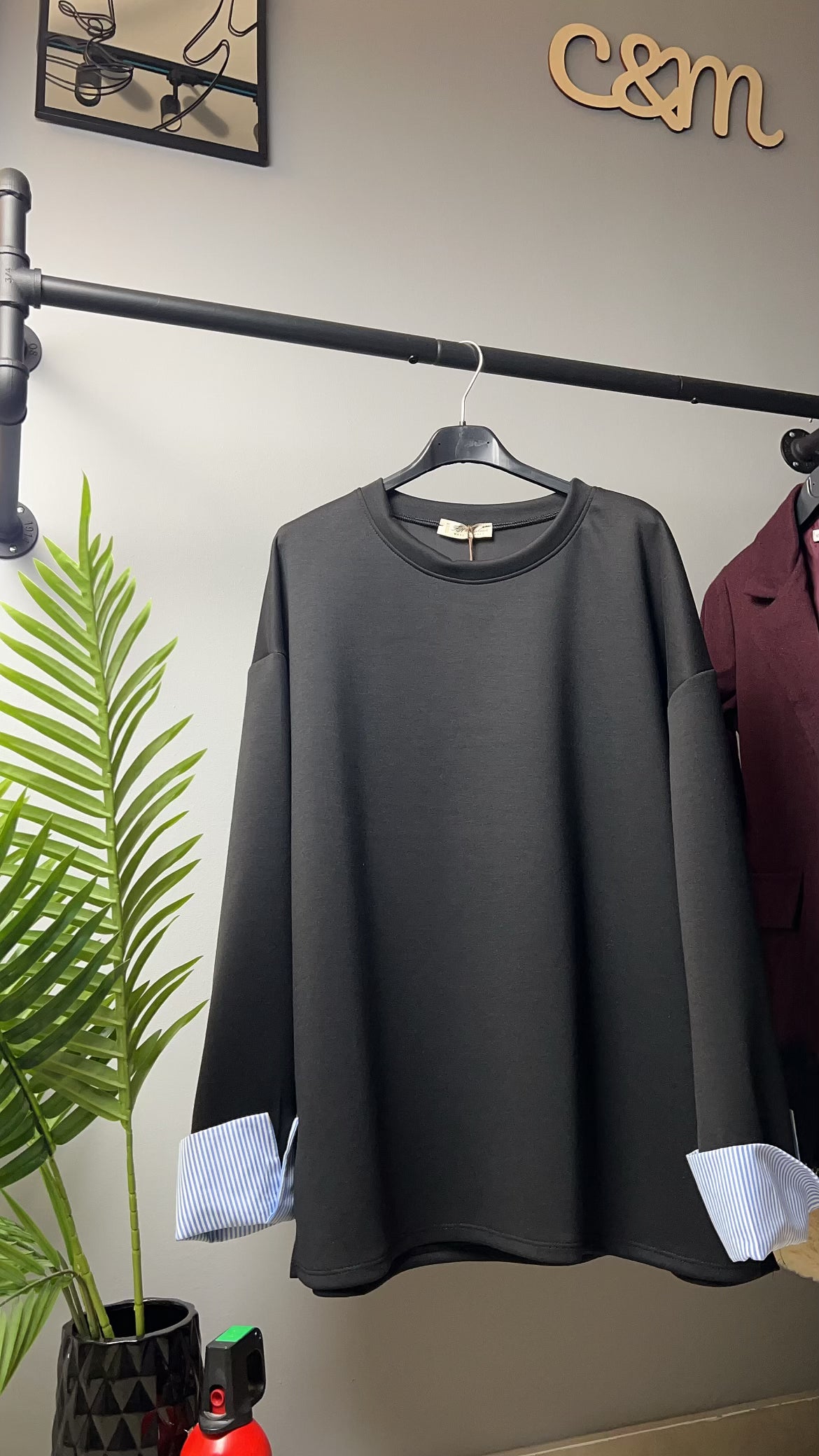 Φούτερ με Ριγέ Μανσέτες Μεγάλο Μέγεθος | C&M