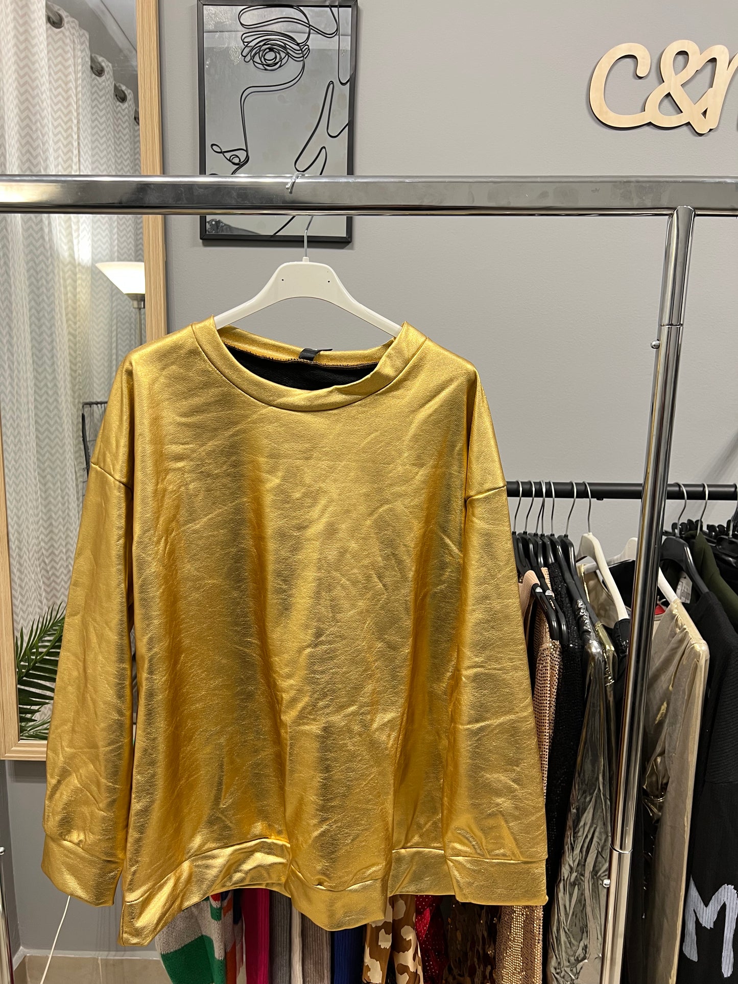 Χρυσή Φούτερ Oversized Metallic Gold | C&M
