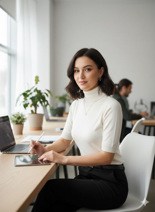 Λευκό Πλεκτό Τοπ με Ζιβάγκο Κοντό Μανίκι Κλασικό | C&M