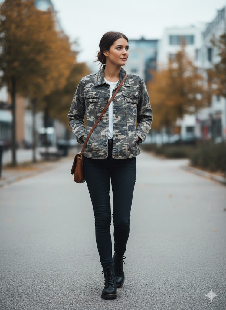 Τζιν Τζάκετ Παραλλαγής Camouflage Στρατιωτικό Casual | C&M