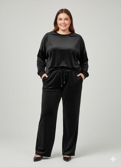 Βελούδινο Σετ Φόρμας Μαύρο Oversized Loungewear | C&M