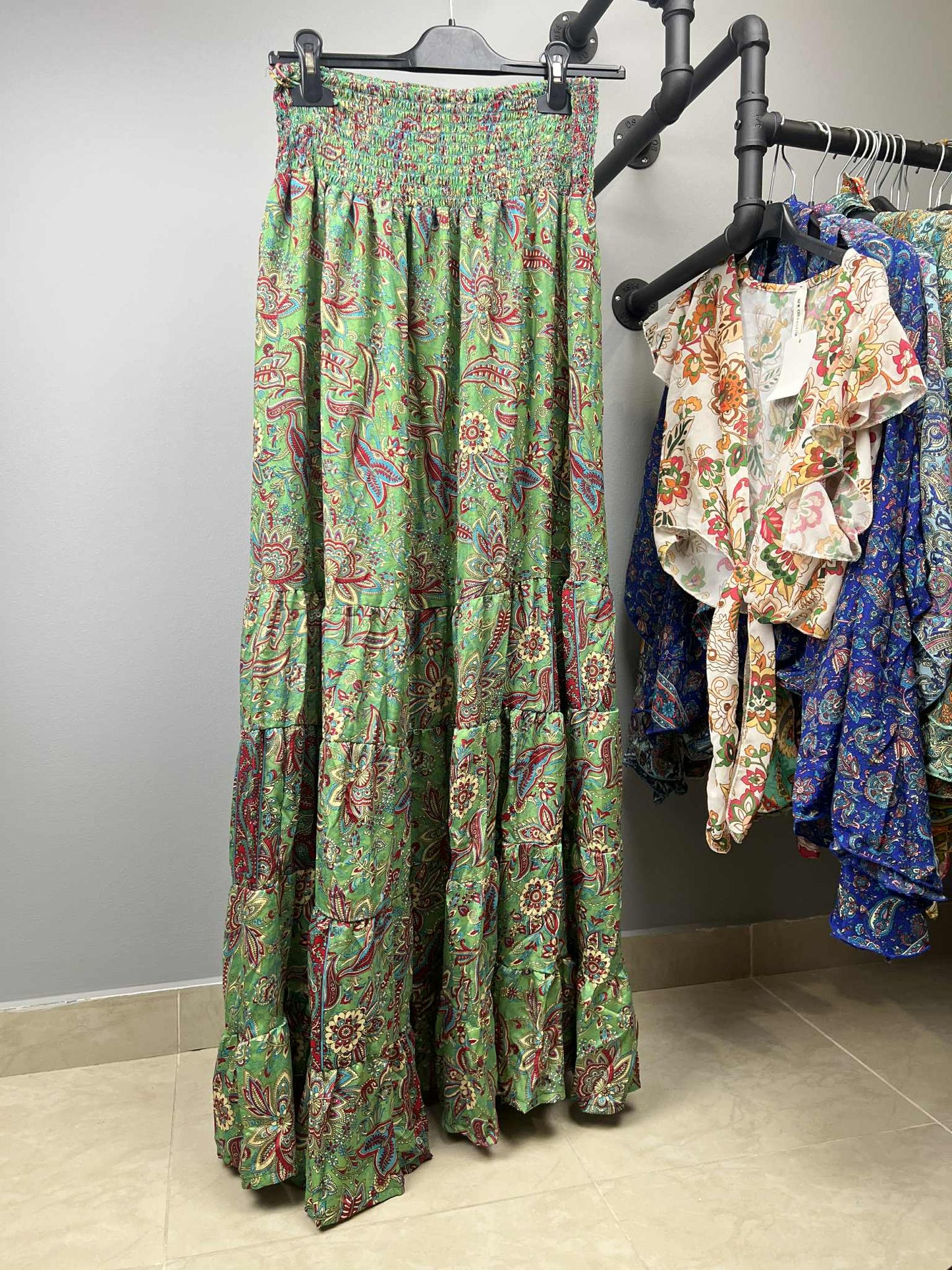 ΠΡΑΣΙΝΟ ΜΟΝΑΔΙΚΟ BOHO SET CROP TOP & MAXI ΦΟΥΣΤΑ (Πράσινο) | C&M