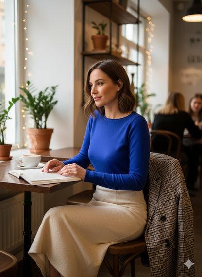 Γυναικεία Μακρυμάνικη Μπλούζα Εφαρμοστή Μπλε Basic | C&M