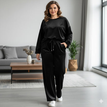 Βελούδινο Σετ Φόρμας Μαύρο Oversized Loungewear | C&M