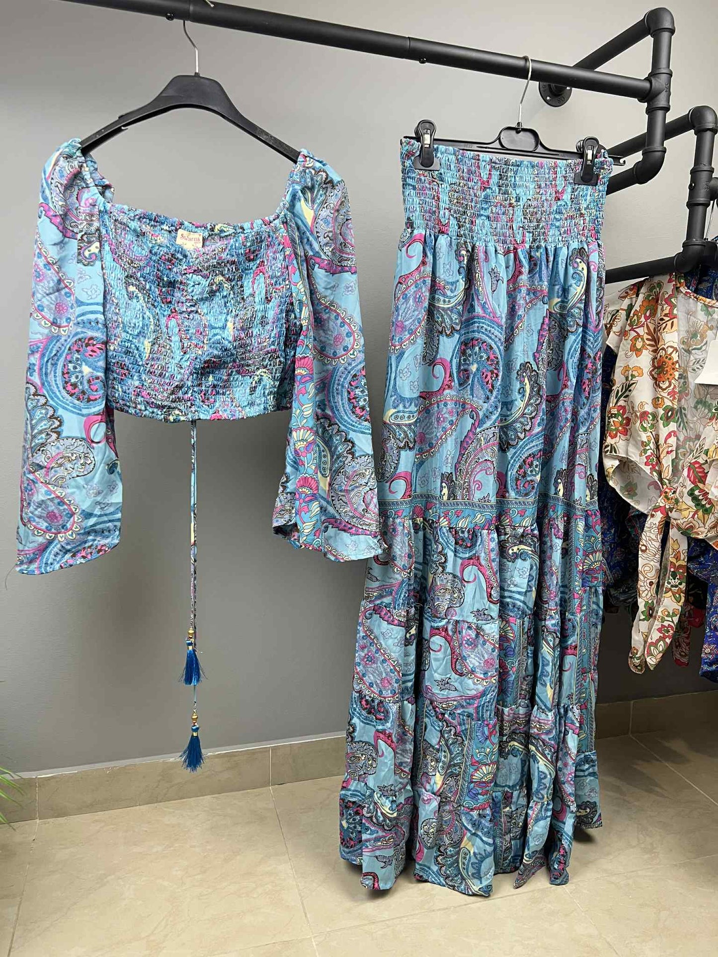 ✨ΑΠΙΣΤΕΥΤΟ ΤΥΡΚΟΥΑΖ BOHO SET CROP TOP & MAXI ΦΟΥΣΤΑ  | C&M ✨