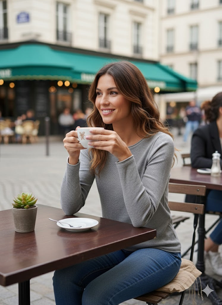 Γυναικεία Μακρυμάνικη Μπλούζα Πλεκτή Γκρι Basic | C&M