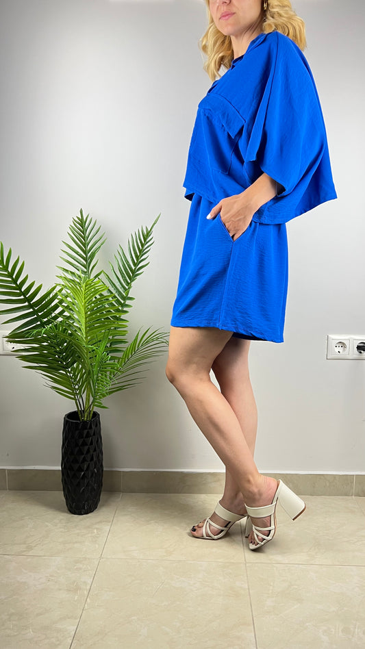 ✨Καλοκαιρινό Σετ Πουκαμισάκι & Σορτς - Μπλε | C&M✨