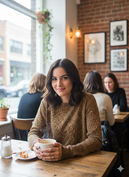 Γυναικεία Πλεκτή Μπλούζα Λεοπάρ Καμηλό Μακρυμάνικη | C&M