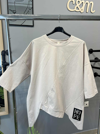 ΓΚΡΙ ΑΝΟΙΧΤΗ ΑΣΥΜΜΕΤΡΗ ΜΠΛΟΥΖΑ HOPE=Ελπίδα - Plus size | C&M