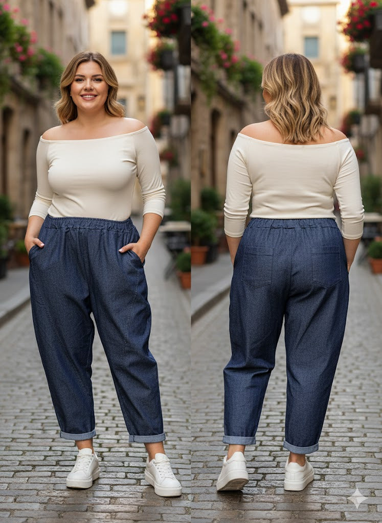 Τζιν Παντελόνι Balloon Barrel Μπλε Φαρδύ Άνετο | C&M