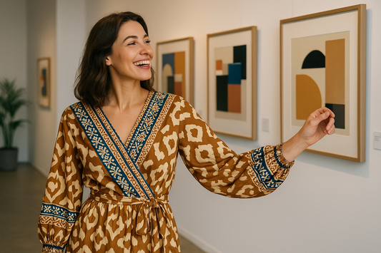 Μοντέλο σε γκαλερί με λάστιχα καρπού