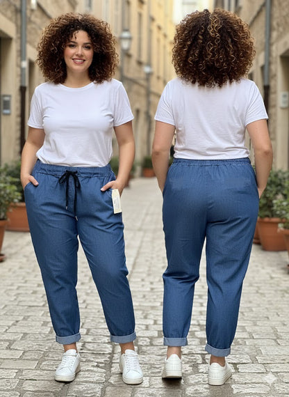 Γυναικείο Τζιν Παντελόνι Jogger Μπλε Άνετο Casual | C&M