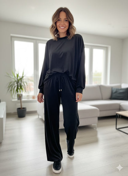 Βελούδινο Σετ Φόρμας Μαύρο Oversized Loungewear | C&M