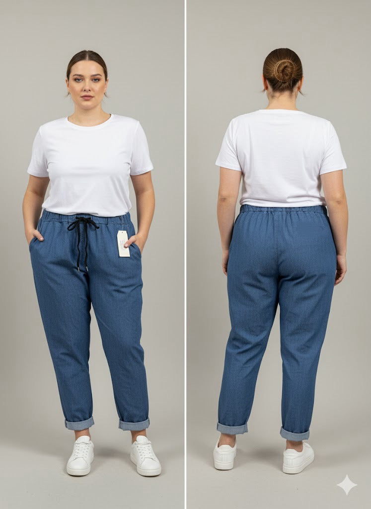 Γυναικείο Τζιν Παντελόνι Jogger Μπλε Άνετο Casual | C&M