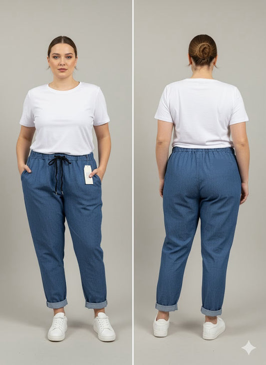 Γυναικείο Τζιν Παντελόνι Jogger Μπλε Άνετο Casual | C&M