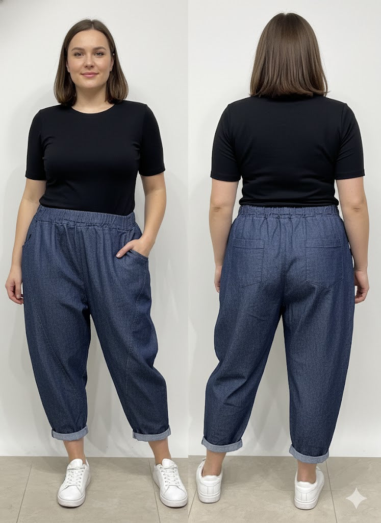 Τζιν Παντελόνι Balloon Barrel Μπλε Φαρδύ Άνετο | C&M