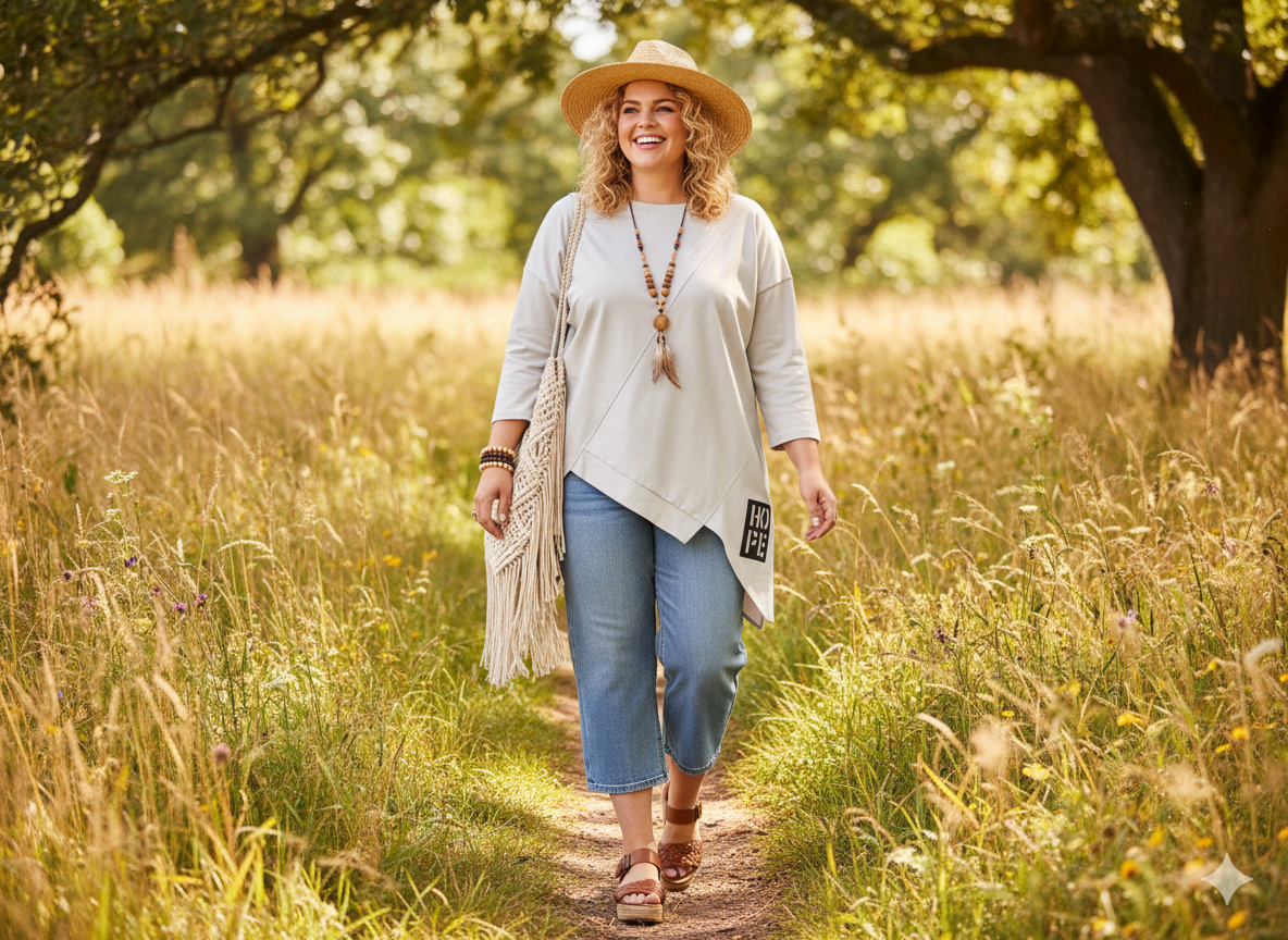 ΓΚΡΙ ΑΝΟΙΧΤΗ ΑΣΥΜΜΕΤΡΗ ΜΠΛΟΥΖΑ HOPE=Ελπίδα - Plus size | C&M