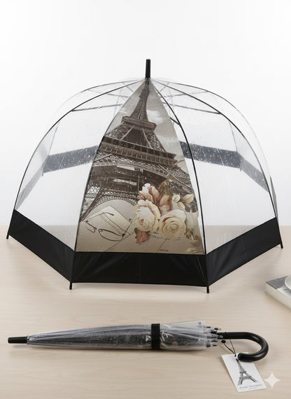 Διαφανής Ομπρέλα με Πύργο του Άιφελ Ρομαντική Παρίσι | C&M