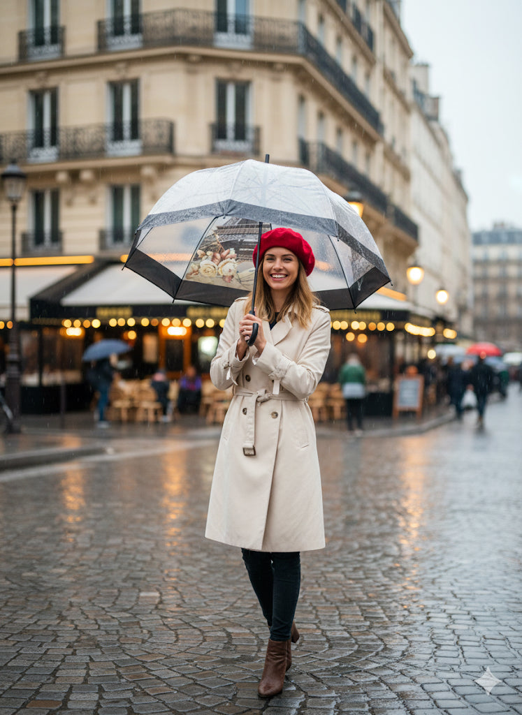 Διαφανής Ομπρέλα με Πύργο του Άιφελ Ρομαντική Παρίσι | C&M