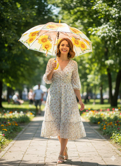 Ομπρέλα με Ηλιοτρόπια και Πεταλούδες Καλοκαιρινή Φλοράλ | C&M