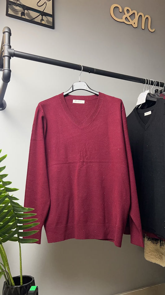 Πλεκτή Μπλούζα 3 Χρώματα με Λαιμόκοψη V | C&M