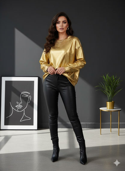 Χρυσή Φούτερ Oversized Metallic Gold | C&M