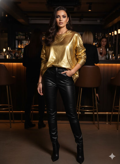 Χρυσή Φούτερ Oversized Metallic Gold | C&M