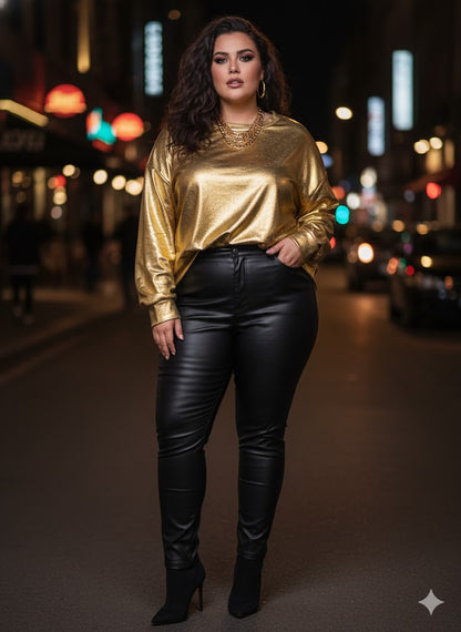 Χρυσή Φούτερ Oversized Metallic Gold | C&M