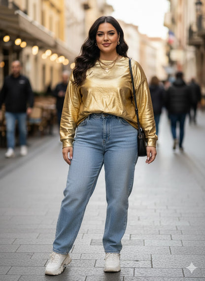 Χρυσή Φούτερ Oversized Metallic Gold | C&M