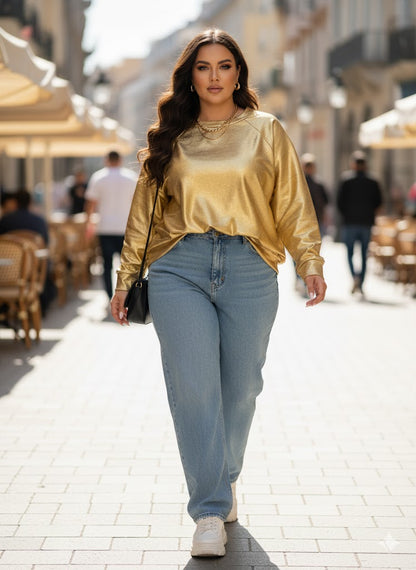 Χρυσή Φούτερ Oversized Metallic Gold | C&M