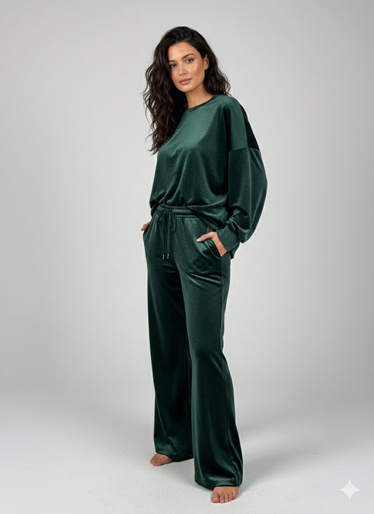 Βελούδινο Σετ Φόρμας Oversized Πράσινο - Κώδ: 00145
