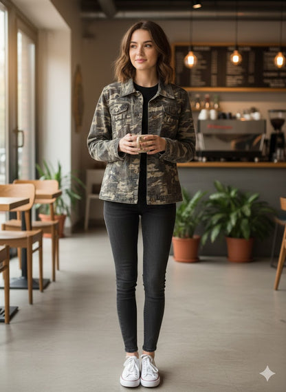 Τζιν Τζάκετ Παραλλαγής Camouflage Στρατιωτικό Casual | C&M