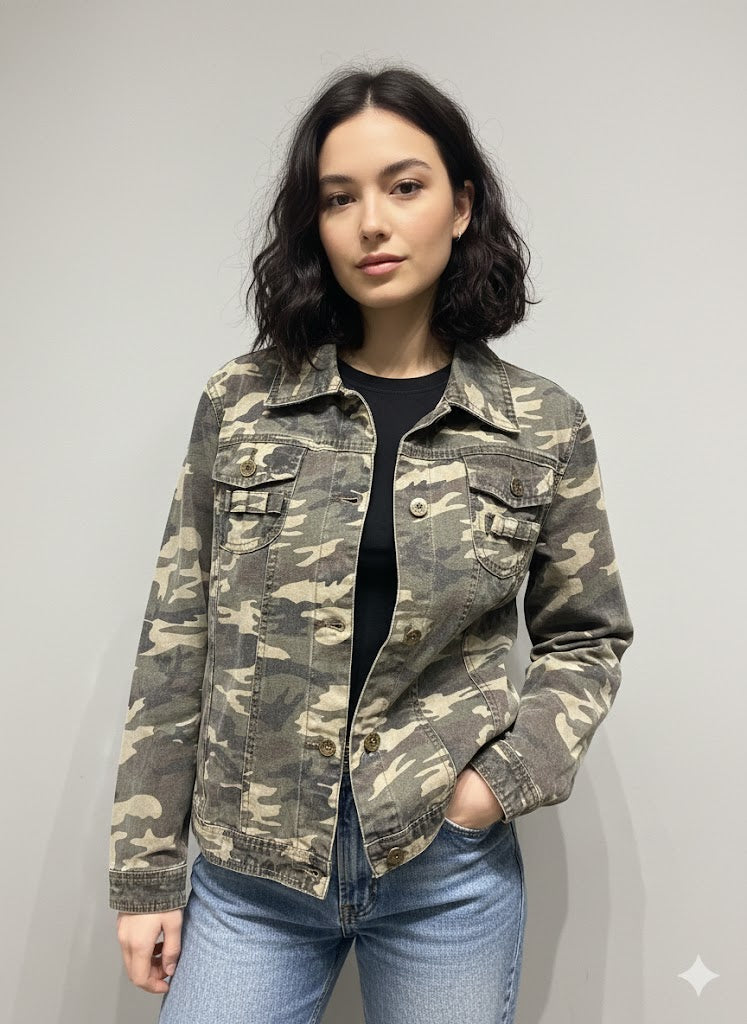 Τζιν Τζάκετ Παραλλαγής Camouflage Στρατιωτικό Casual | C&M