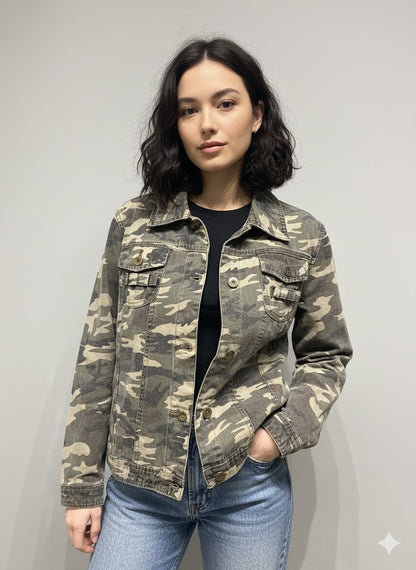 Τζιν Τζάκετ Παραλλαγής Camouflage Στρατιωτικό Casual | C&M