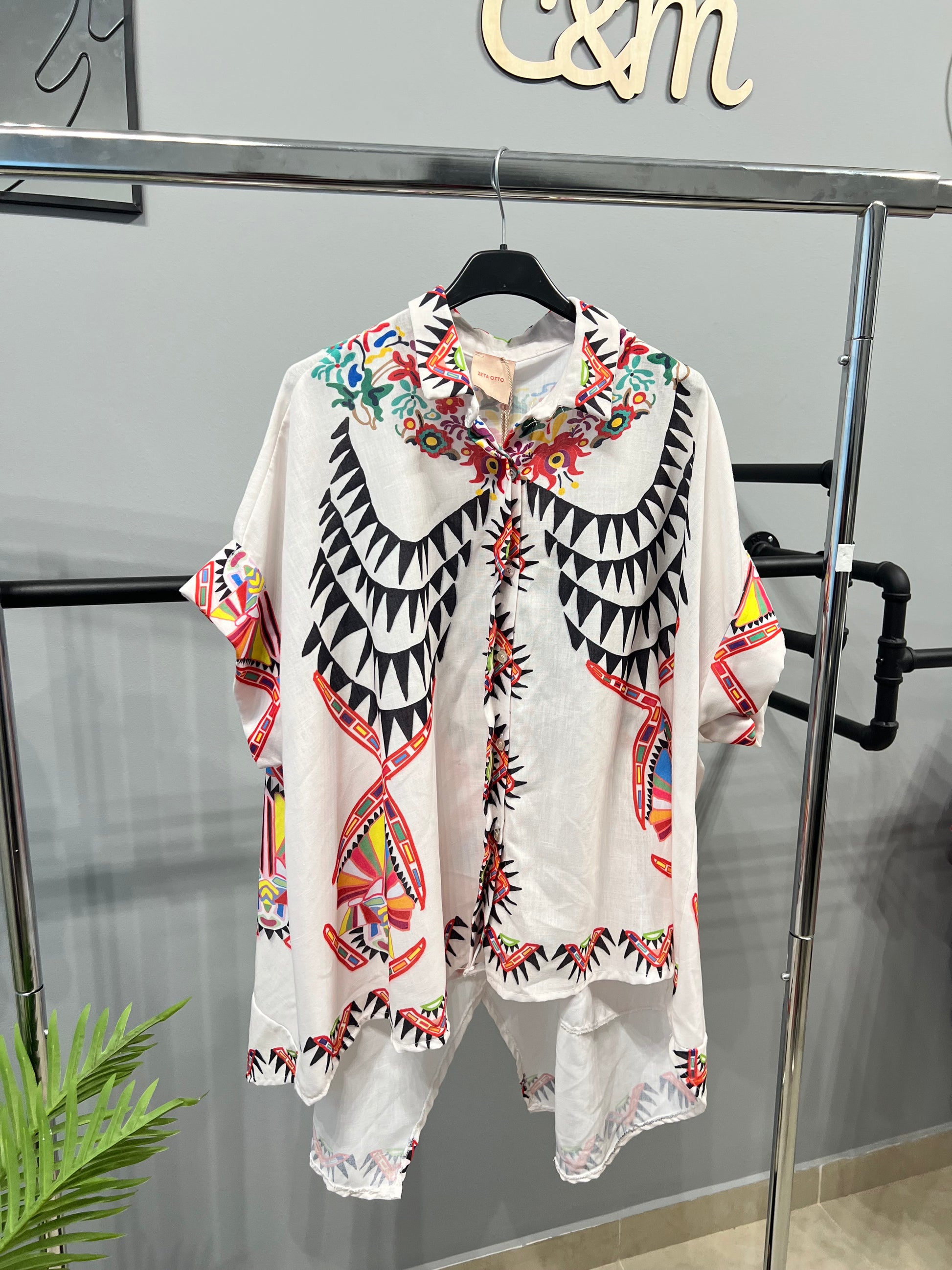 Κοντινό πλάνο εθνικών μοτίβων - plus size πουκάμισο 6XL τελευταία κομμάτια παραδοσιακό στυλ υπερμεγέθη -C&M