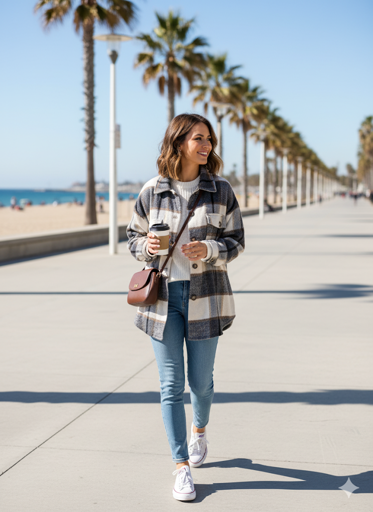 Macro λήψη των χειροποίητων κουμπιών από φυσικό υλικό του oversized shacket, vintage αισθητική με καρό background