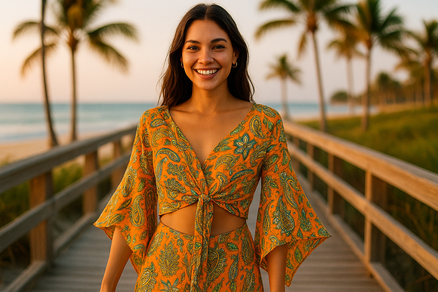 Boho Crop Top Μεταξωτό Με Μυτερά Φαρδιά Μανίκια | C&M