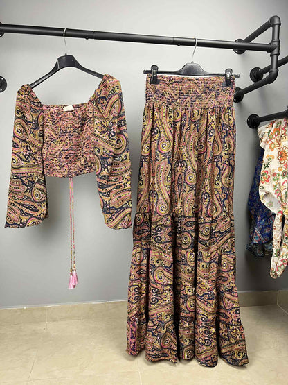 ΦΑΝΤΑΣΤΙΚΟ BOHO SET CROP TOP & MAXI ΦΟΥΣΤΑ | C&M
