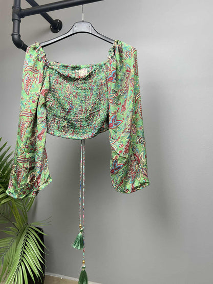 ΠΡΑΣΙΝΟ ΜΟΝΑΔΙΚΟ BOHO SET CROP TOP & MAXI ΦΟΥΣΤΑ (Πράσινο) | C&M