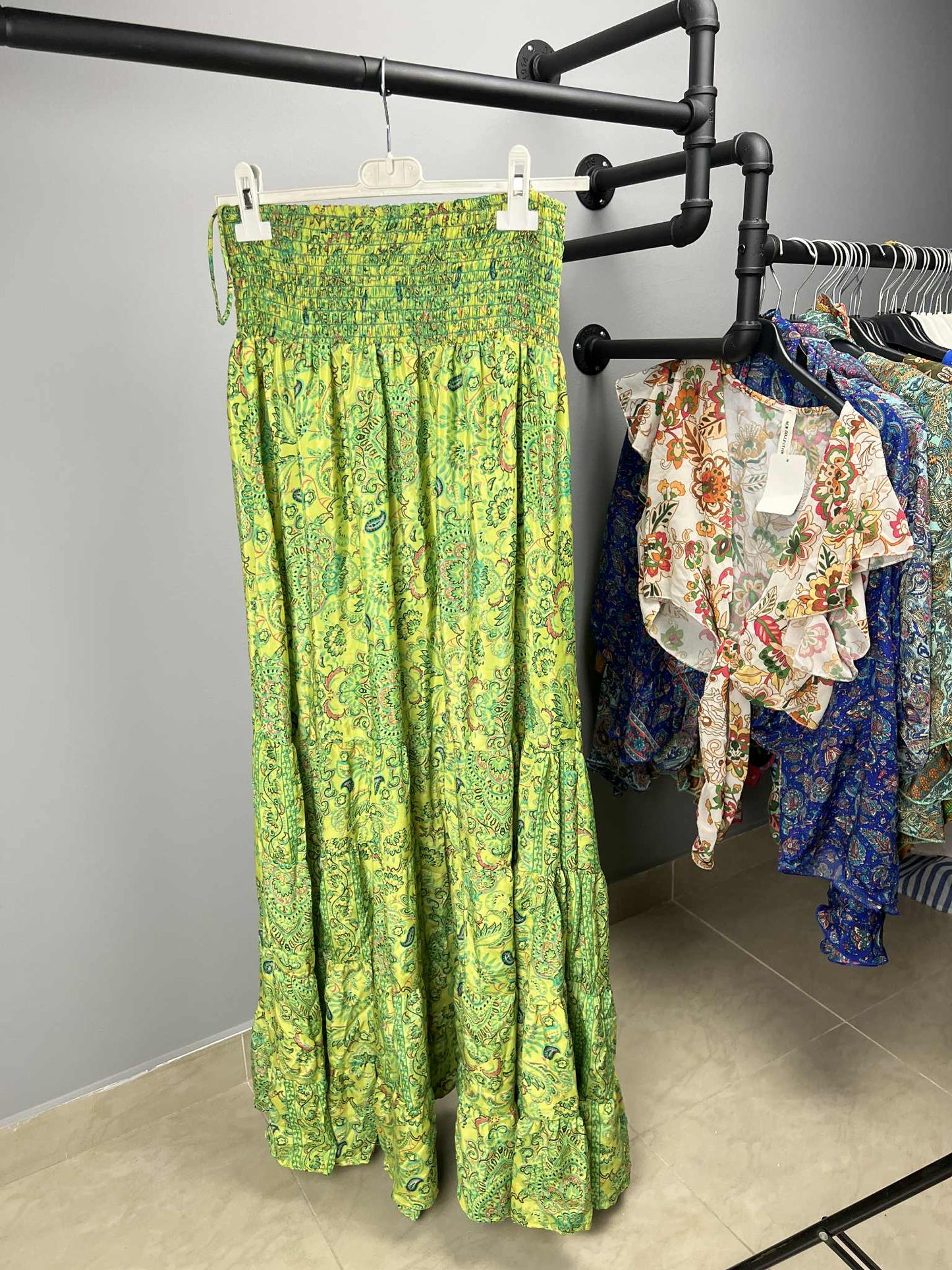 ΤΕΛΕΙΟ ΠΡΑΣΙΝΟ BOHO SET CROP TOP & MAXI ΦΟΥΣΤΑ | C&M