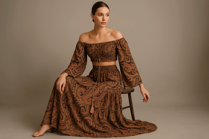 ΦΑΝΤΑΣΤΙΚΟ BOHO SET CROP TOP & MAXI ΦΟΥΣΤΑ | C&M