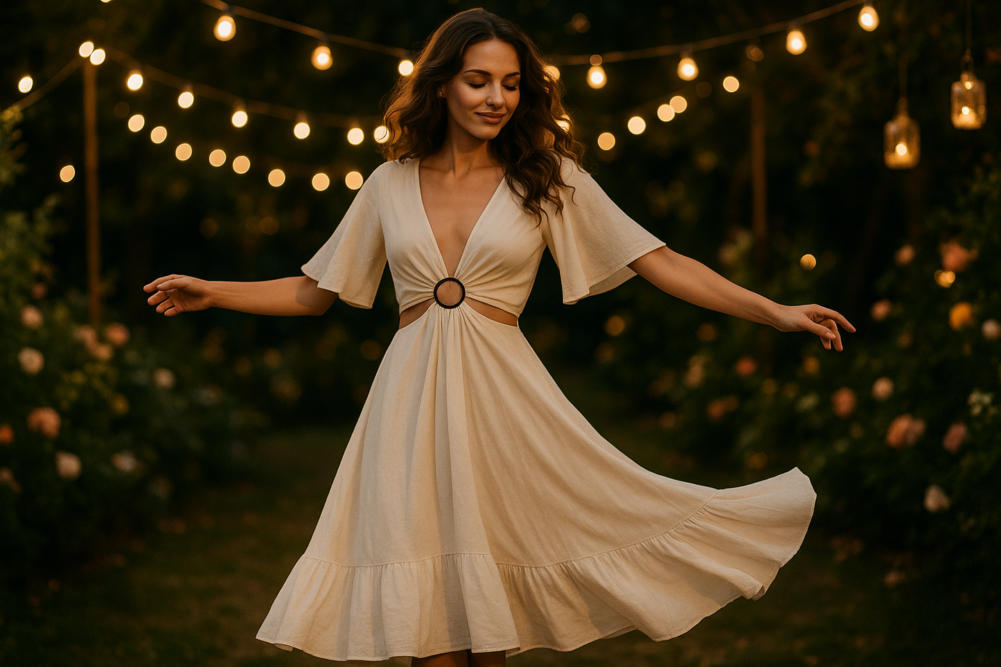 Garden party - βολάν από γόνατα