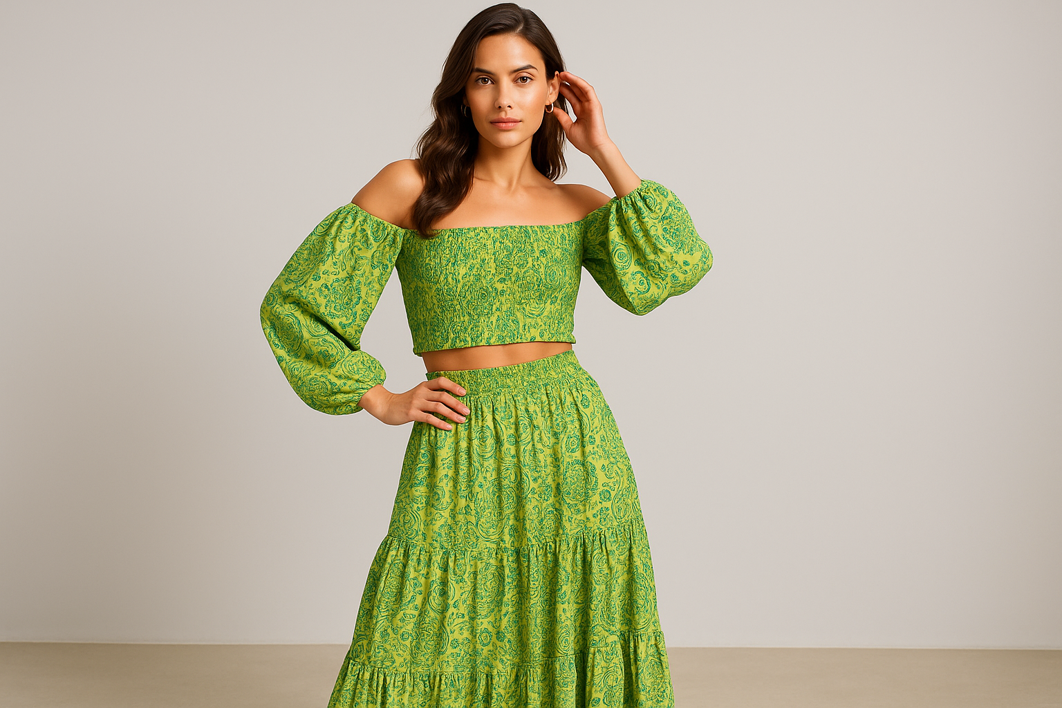 Green Paisley Set Model 4