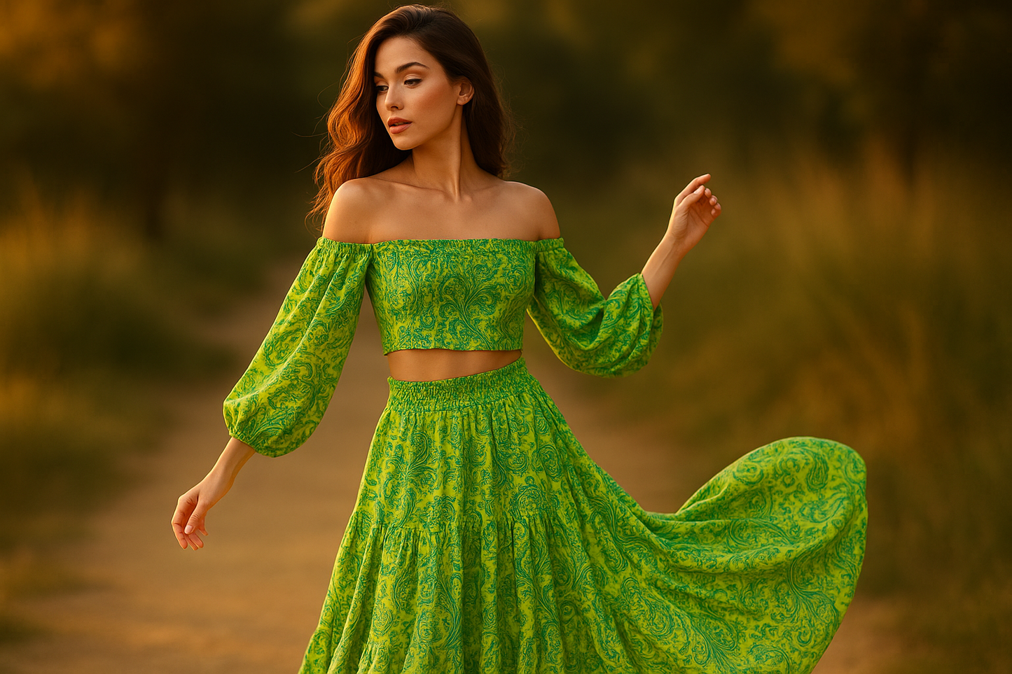 Green Paisley Set Model 5