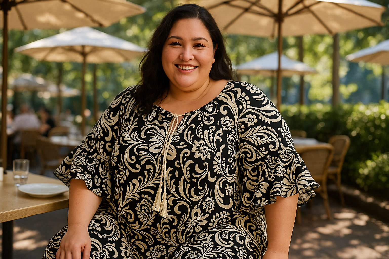 Εντυπωσιακό Καφτάνι Paisley Βολάν Μαύρο Κρέμ Viscose | C&M