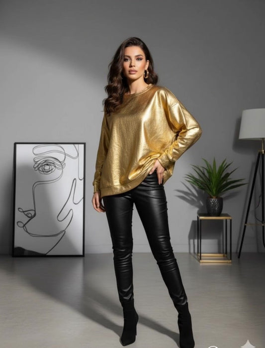 Χρυσή Φούτερ Oversized Metallic Gold | C&M